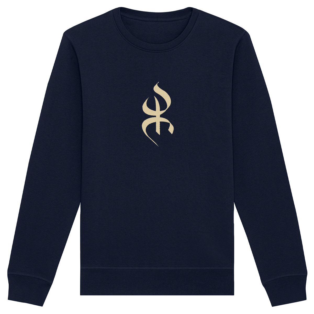 pull avec le symbole berbère amazigh YAZ , symbole du peuple libre amazigh, par azamoul mode et accessoires berbères de couleur bleu