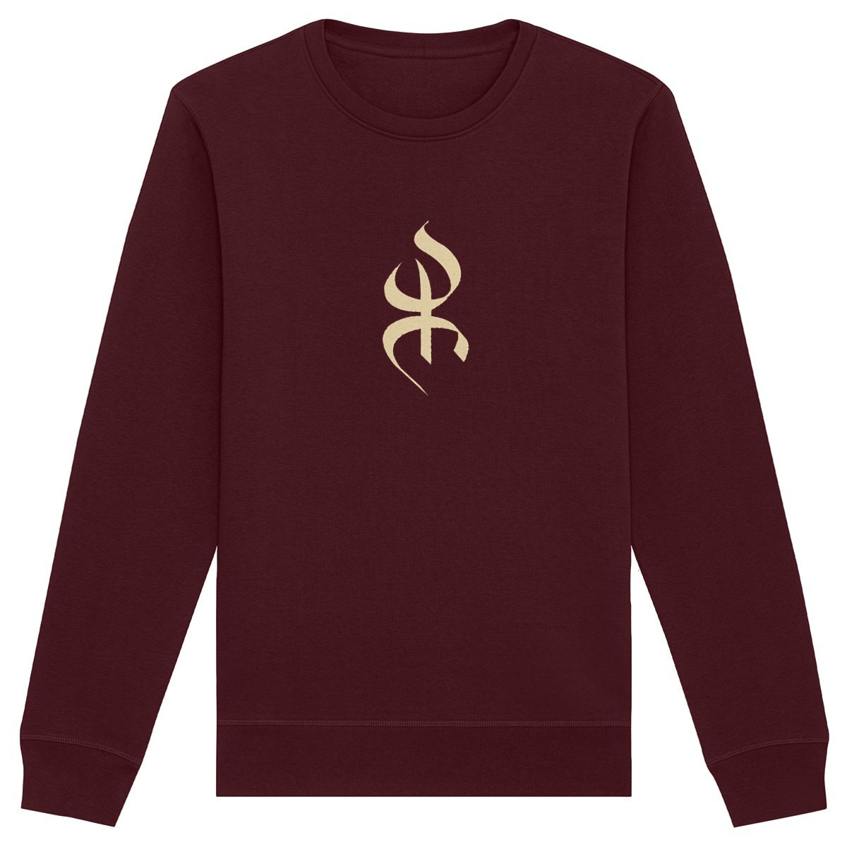 pull avec le symbole berbère amazigh YAZ , symbole du peuple libre amazigh, par azamoul mode et accessoires berbères de couleur bordeaux