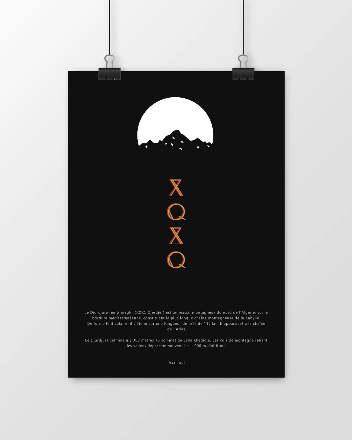 Affiche murale Djurdjura Tifinagh en papier mat premium qualité de musée par azamoul mode et accessoires berbères amazighs et décoration intérieure