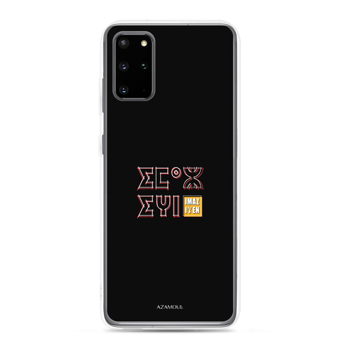 Coque de téléphone Samsung couleur noir avec le motif berbère Imazighen écrit en tifinagh par azamoul mode et accessoires berbères amazigh pour Samsung Galaxy s20 plus