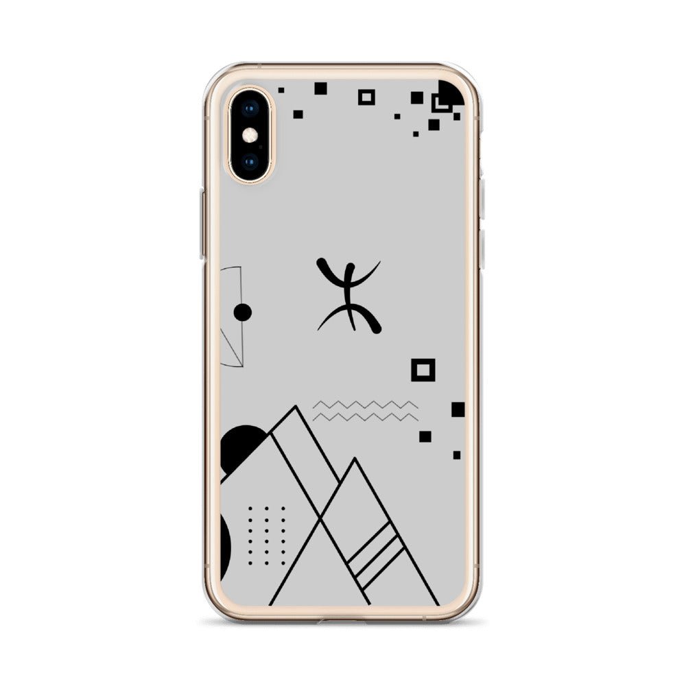 Coque pour iPhone X / XS abstract amazigh qui montre l'univers berbère avec symbole berbère YAZ par azamoul de mode et accessoires berbères