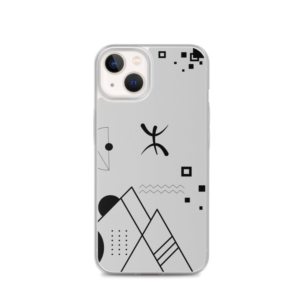 Coque telephone iphone 13 abstract amazigh qui montre l'univers berbère avec symbole berbère YAZ par azamoul de mode et accessoires berbères