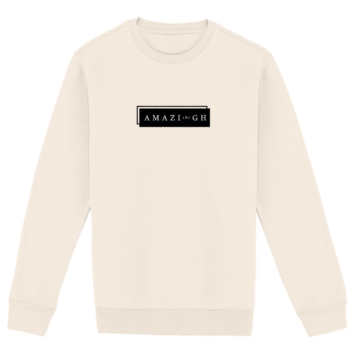 Pull Amazingh pour Homme - Coton Bio illustrant AMAZIGH , par azamoul mode et accessoires berbères couleur ivoire