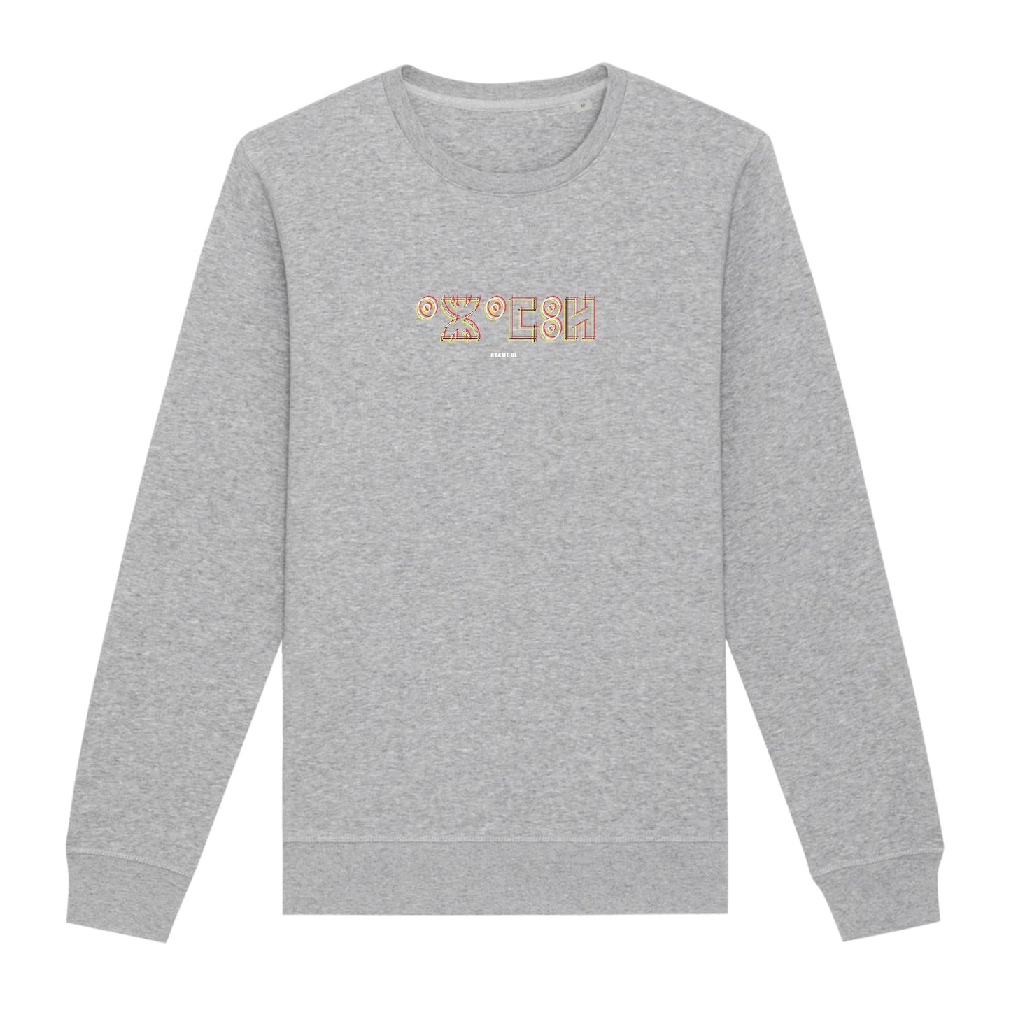 Pull AZAMOUL écrit en tifinagh pour homme par azamoul mode et accessoires berbères couleur Gris