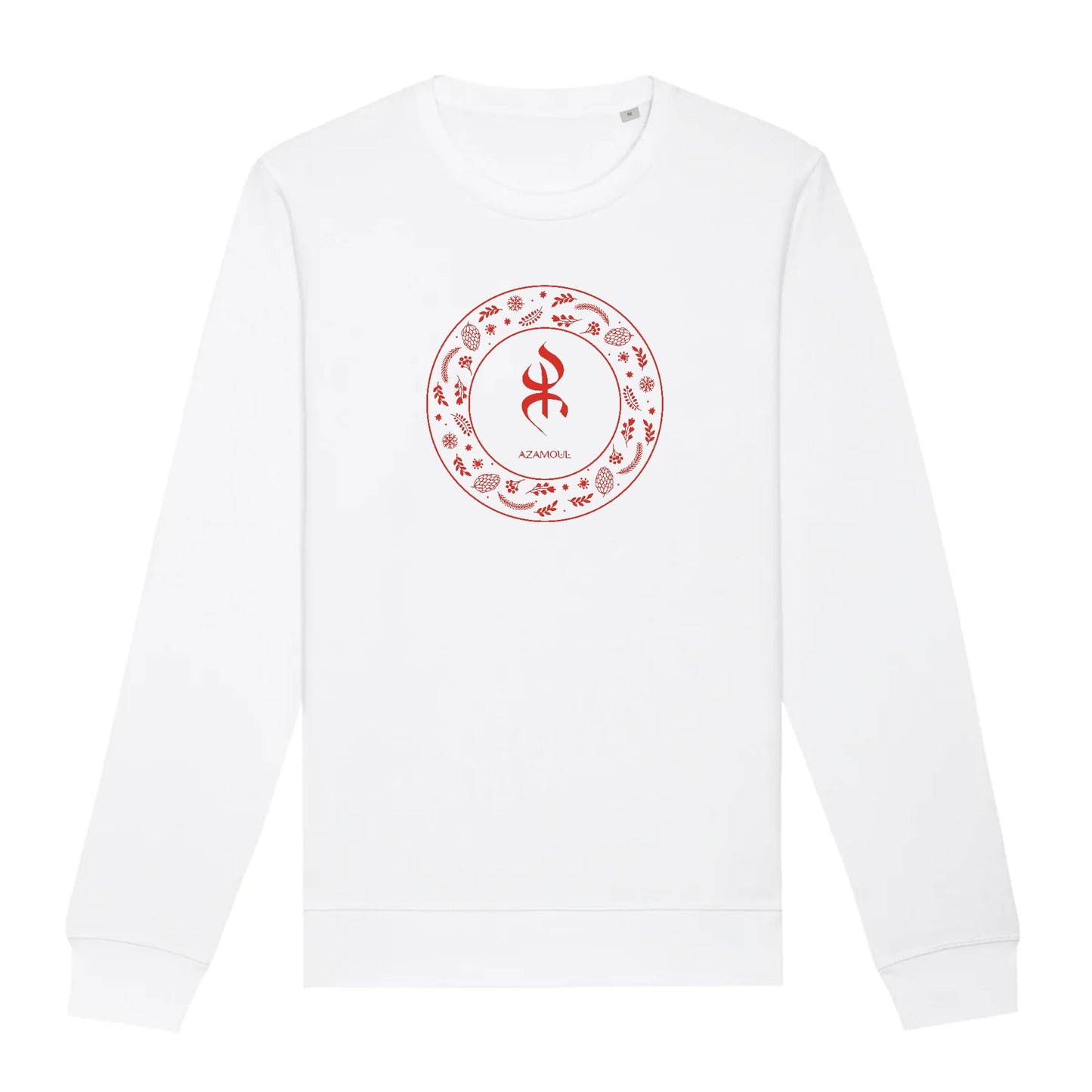 pull premium avec le symbole berbère amazigh YAZ , symbole du peuple libre amazigh, par azamoul mode et accessoires berbères de couleur blanc