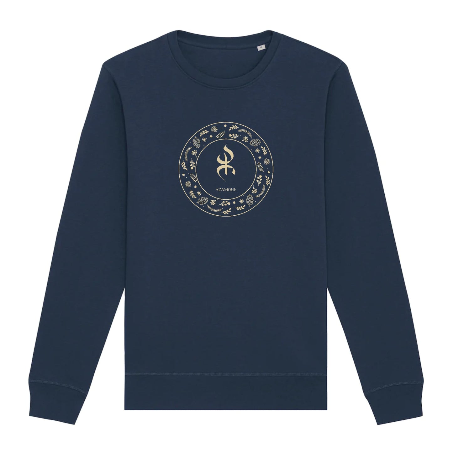 pull premium avec le symbole berbère amazigh YAZ , symbole du peuple libre amazigh, par azamoul mode et accessoires berbères de couleur bleu