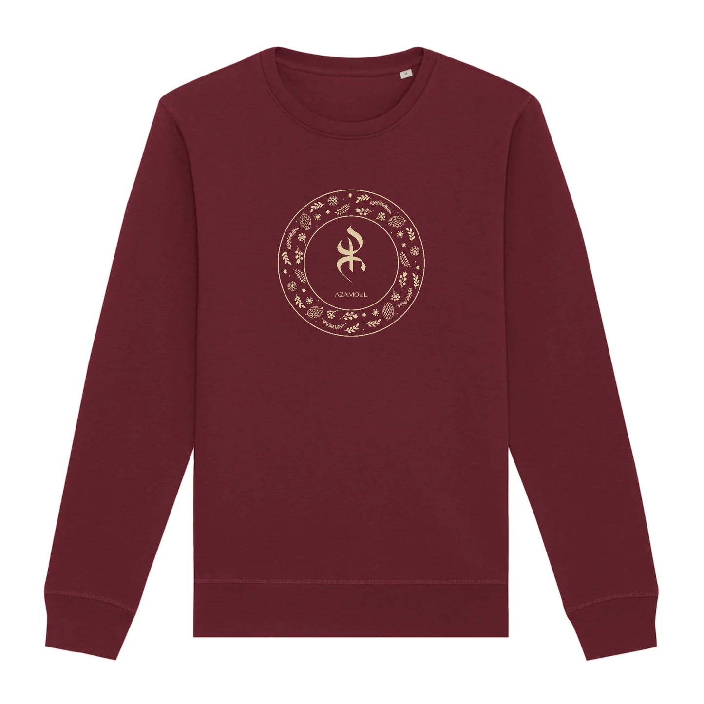 pull premium avec le symbole berbère amazigh YAZ , symbole du peuple libre amazigh, par azamoul mode et accessoires berbères de couleur bordeaux