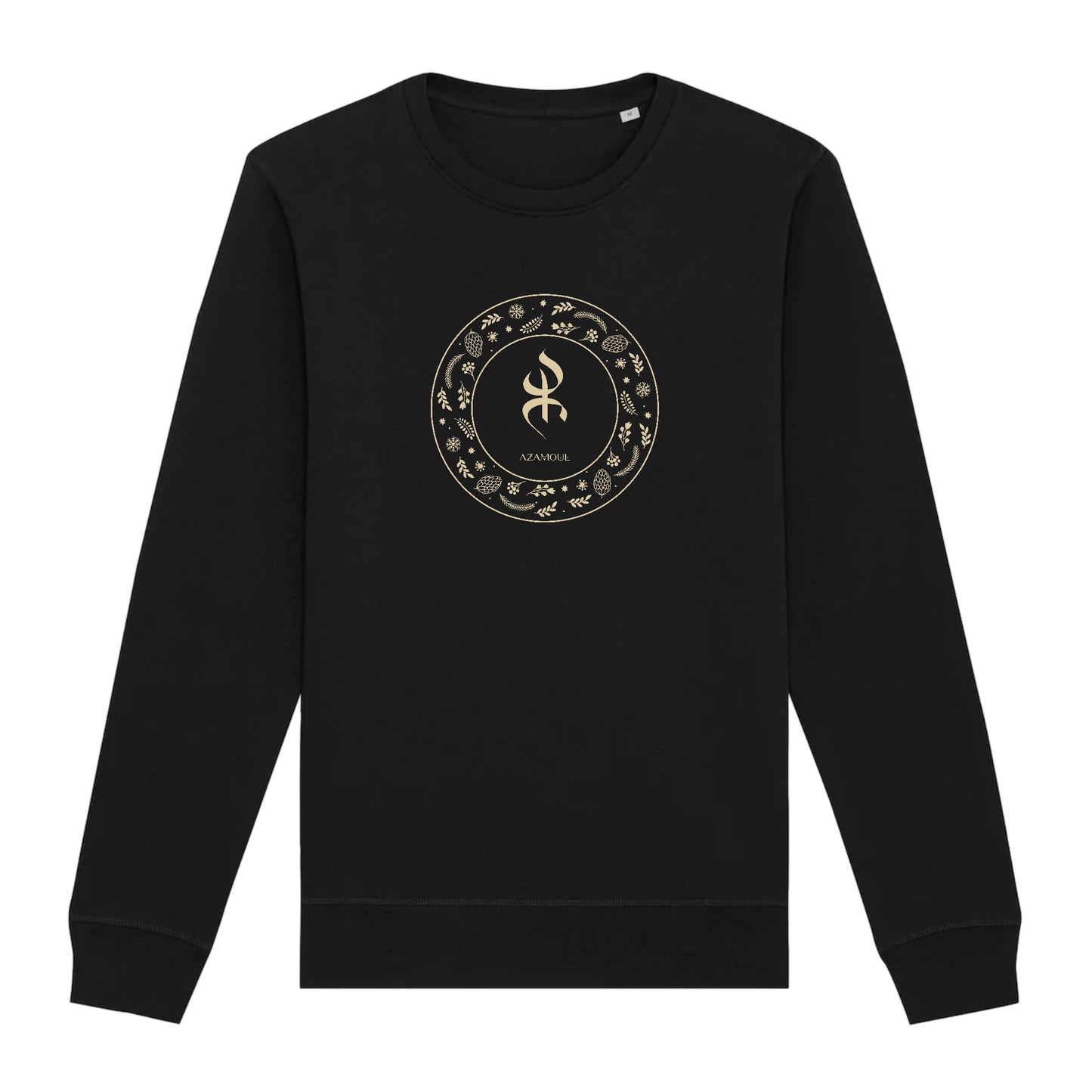 Pull avec le symbole berbère amazigh YAZ , symbole du peuple libre amazigh, par azamoul mode et accessoires berbères de couleur Noir