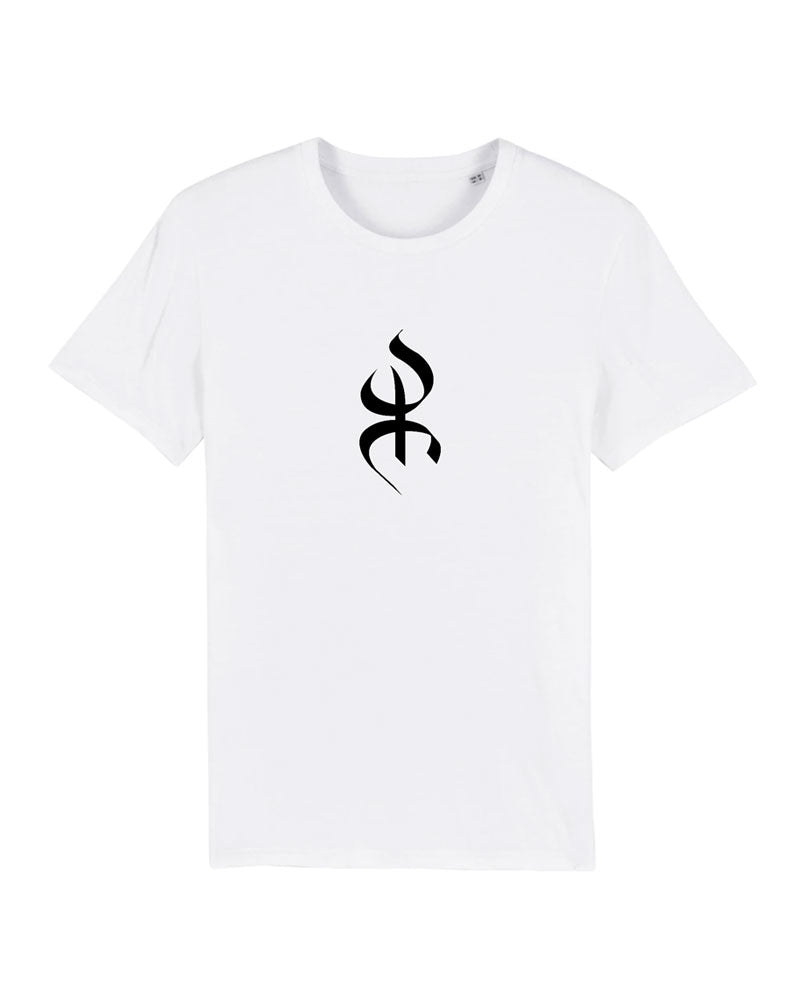 T-shirt blanc 100% Coton Bio made in France au symbole Yaz Amazigh par Azamoul mode et accessoires berbères