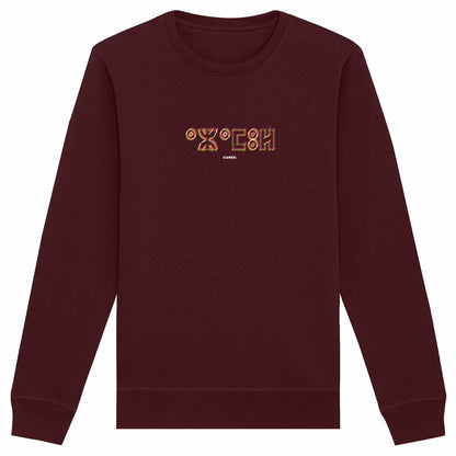 pull Azamul Tifinagh pour homme est en 100% coton biologique premium . Son design unique, avec le mot AZAMUL écrit en tifinagh, met en valeur la culture berbère amazigh par azamoul mode et accessoires berbères couleur bordeaux