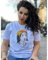 Alycia femme porte t-shirt femme berbère de azamoul blanc