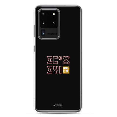Coque de téléphone Samsung couleur noir avec le motif berbère Imazighen écrit en tifinagh par azamoul mode et accessoires berbères amazigh pour Samsung Galaxy s20 ultra