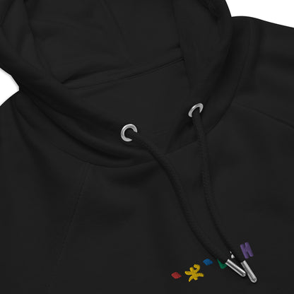 sweat à capuche 100% coton de couleur noir, brodé avec azamul en tifinagh la langue berbère amazigh kabyle de couleur noire par azamoul mode et accessoires berbères