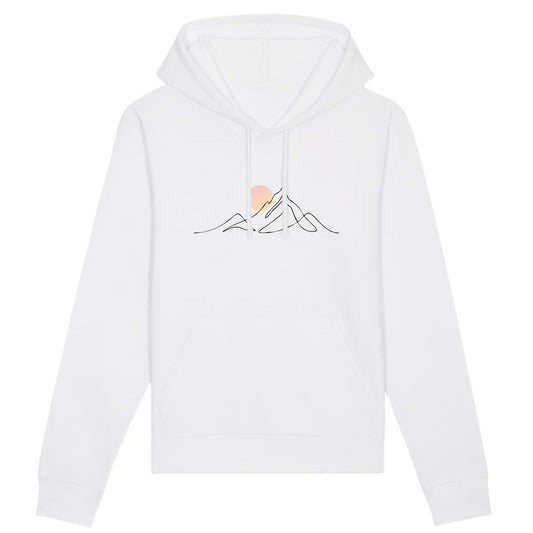 sweat a capuche pour femme avec des montagnes illustrant les montagnes djurdjura de la kabylie en algérie par azamoul mode et accessoires berbères couleur blanc