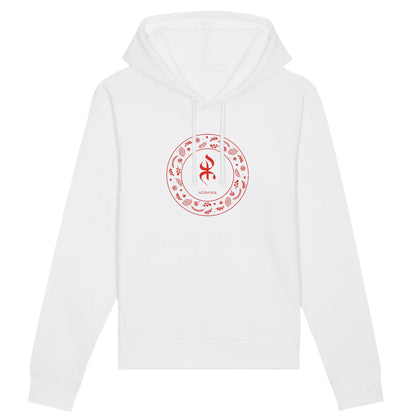 sweat à capuche avec le symbole berbère amazigh YAZ , symbole du peuple libre amazigh, par azamoul mode et accessoires berbères de couleur blanc