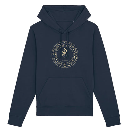 sweat à capuche avec le symbole berbère amazigh YAZ , symbole du peuple libre amazigh, par azamoul mode et accessoires berbères de couleur bleu
