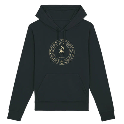 sweat à capuche avec le symbole berbère amazigh YAZ , symbole du peuple libre amazigh, par azamoul mode et accessoires berbères de couleur noir