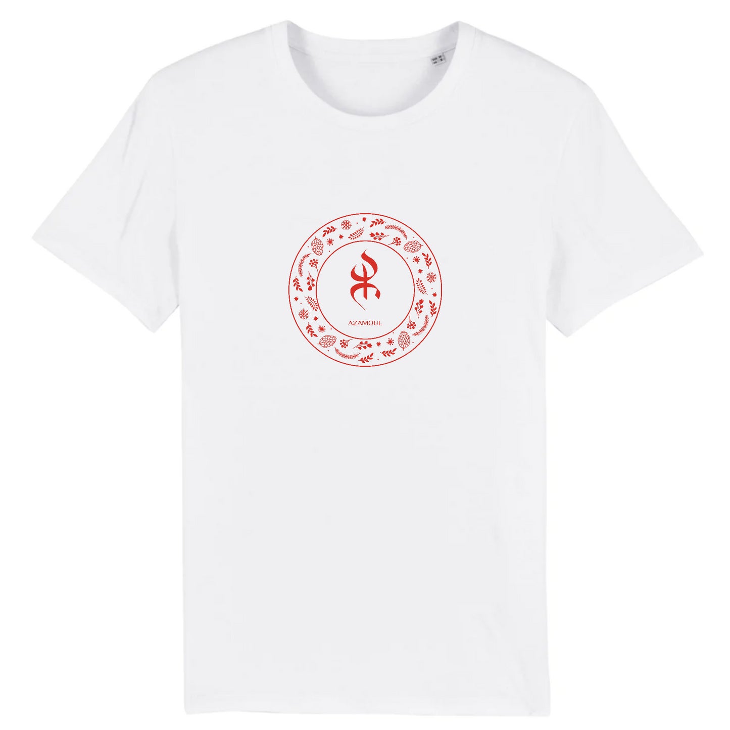 tshirt YAZ premium avec le symbole berbère amazigh YAZ , symbole du peuple libre amazigh, par azamoul mode et accessoires berbères de couleur blanc