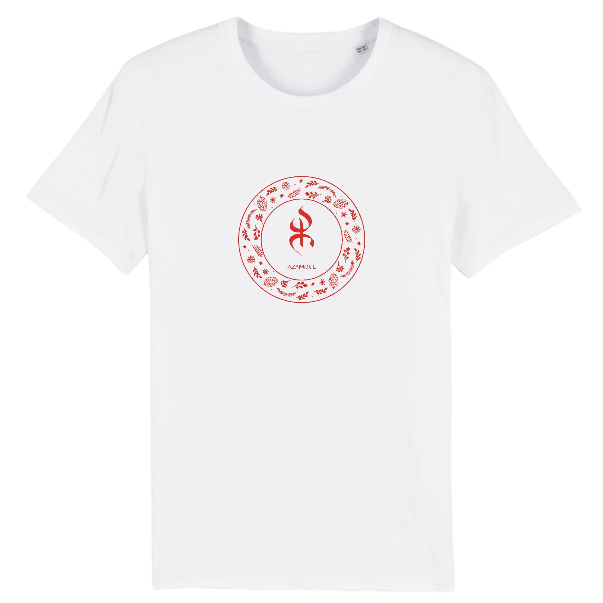 tshirt YAZ premium avec le symbole berbère amazigh YAZ , symbole du peuple libre amazigh, par azamoul mode et accessoires berbères de couleur blanc