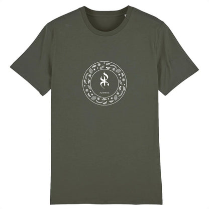 tshirt YAZ premium avec le symbole berbère amazigh YAZ , symbole du peuple libre amazigh, par azamoul mode et accessoires berbères de couleur Kaki