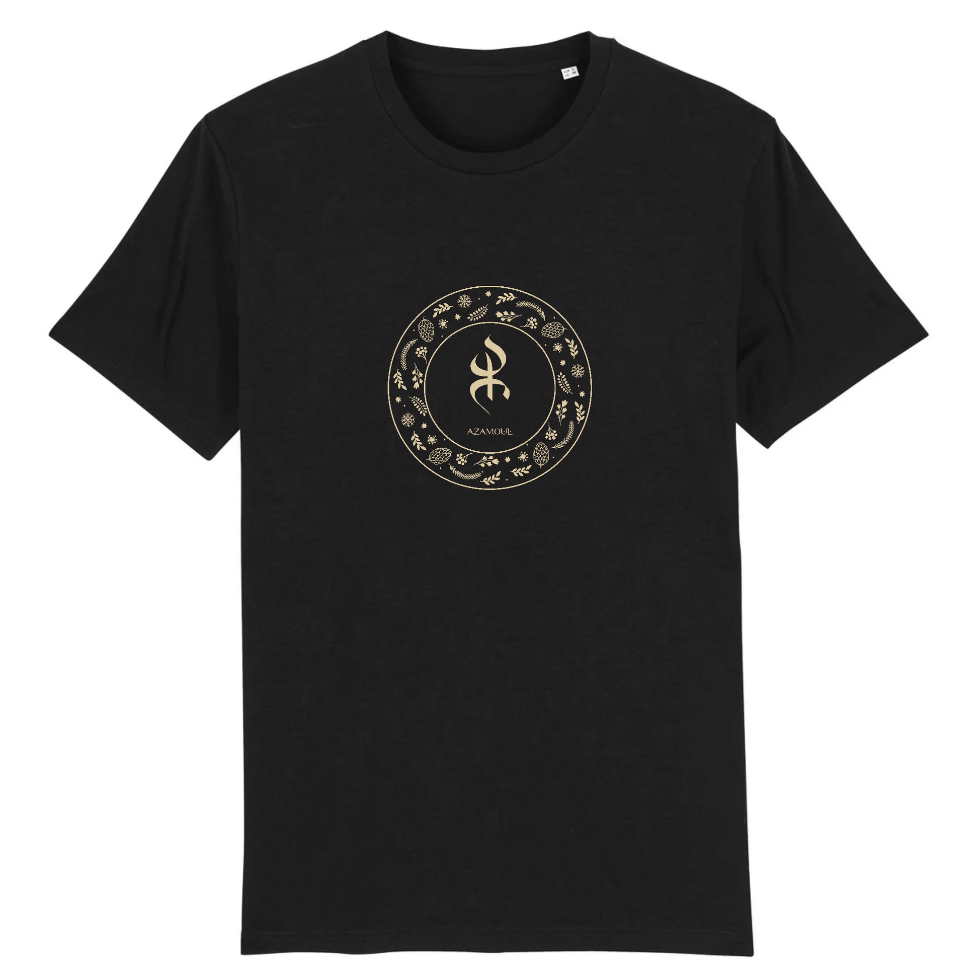 tshirt YAZ premium avec le symbole berbère amazigh YAZ , symbole du peuple libre amazigh, par azamoul mode et accessoires berbères de couleur Noir