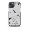 Coque iPhone transparente avec symbole Yaz berbère ⵣ et design géométrique noir.