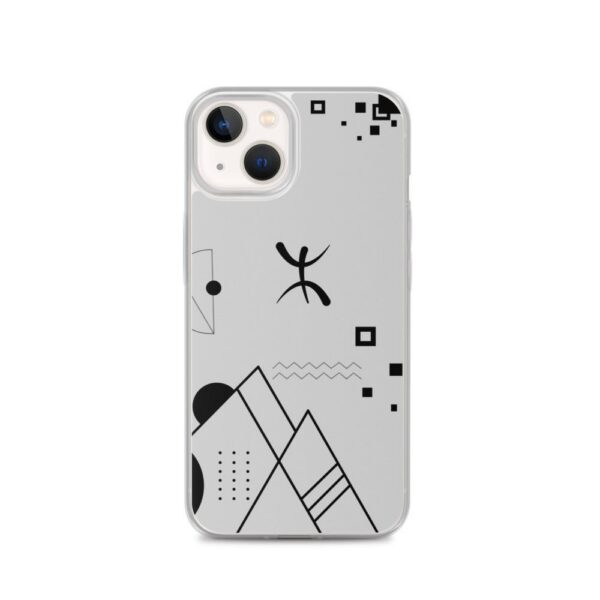 Coque telephone iphone 13 abstract amazigh qui montre l'univers berbère avec symbole berbère YAZ par azamoul de mode et accessoires berbères