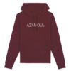 Sweat à capuche bordeaux pour femme Azamoul avec logo blanc, coton bio.