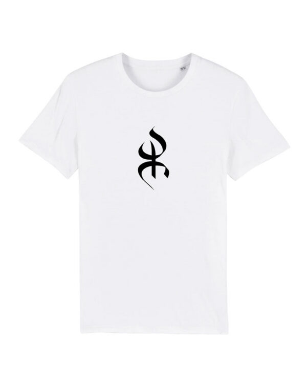 T-shirt blanc 100% Coton Bio made in France au symbole Yaz Amazigh par Azamoul mode et accessoires berbères