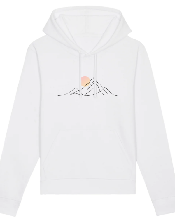 sweat a capuche pour femme avec des montagnes illustrant les montagnes djurdjura de la kabylie en algérie par azamoul mode et accessoires berbères couleur blanc