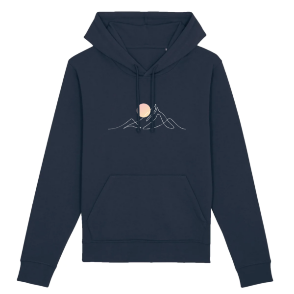 sweat_a_capuche_femme_avec_montagne_djurdjura_de_la_kabylie_couelur_bleu_marine sweat a capuche pour femme avec des montagnes illustrant les montagnes djurdjura de la kabylie en algérie par azamoul mode et accessoires berbères couleur bleu Marine