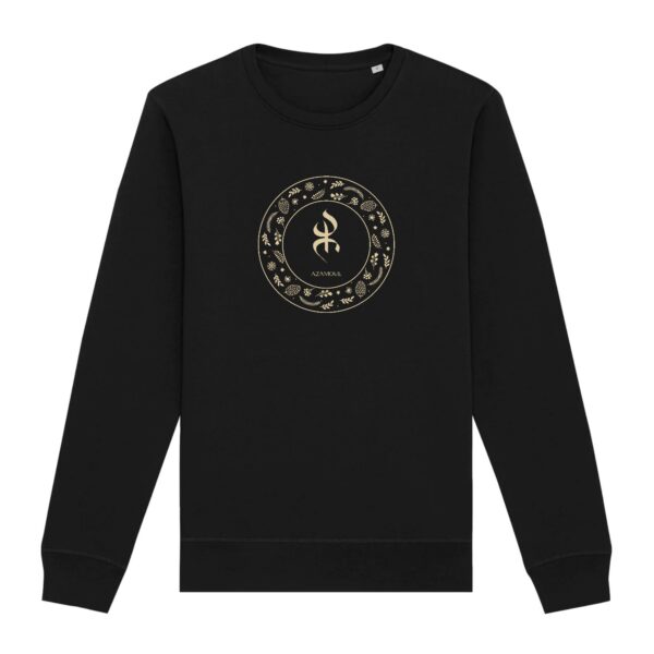 pull premium avec le symbole berbère amazigh YAZ , symbole du peuple libre amazigh, par azamoul mode et accessoires berbères de couleur bleu