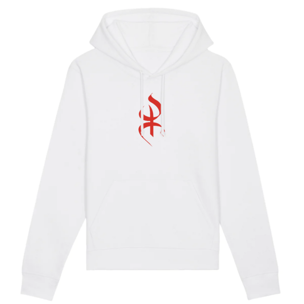 sweat à capuche avec le symbole berbère amazigh YAZ , symbole du peuple libre amazigh, par azamoul mode et accessoires berbères de couleur Blanc