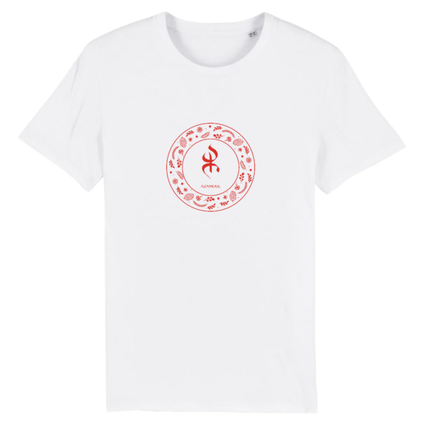 tshirt YAZ premium avec le symbole berbère amazigh YAZ , symbole du peuple libre amazigh, par azamoul mode et accessoires berbères de couleur blanc