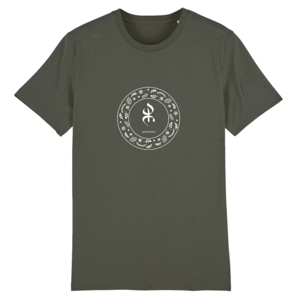 tshirt YAZ premium avec le symbole berbère amazigh YAZ , symbole du peuple libre amazigh, par azamoul mode et accessoires berbères de couleur Kaki