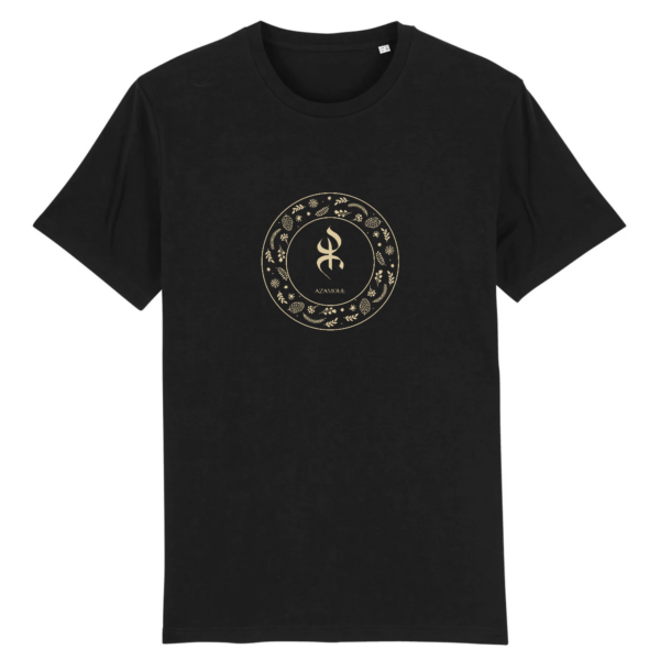 tshirt YAZ premium avec le symbole berbère amazigh YAZ , symbole du peuple libre amazigh, par azamoul mode et accessoires berbères de couleur Noir