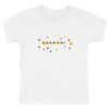 tshirt pour enfant écrit AZAMOUL entouré de motifs d'univers enfant de plusieurs couleurs par azamoul mode et accessoires berbères amazigh couleur blanc