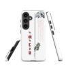 coque pour samsung izumal solide mettant en valeur des symboles de l'identité Amazigh à travers l'alphabet tifinagh et une branche de l'olivier symbole de durabilité et solidité et la montagne djurdjura de la kabylie en algérie