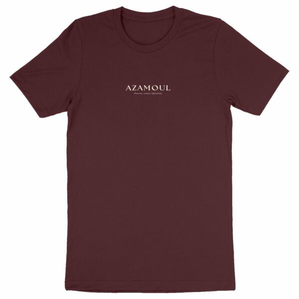 T-shirt Portez Votre Identité pour Homme et écrit azamoul qui signifie symbole ne langue berbère amazigh, par azamoul mode et accessoires berbères couleur noir